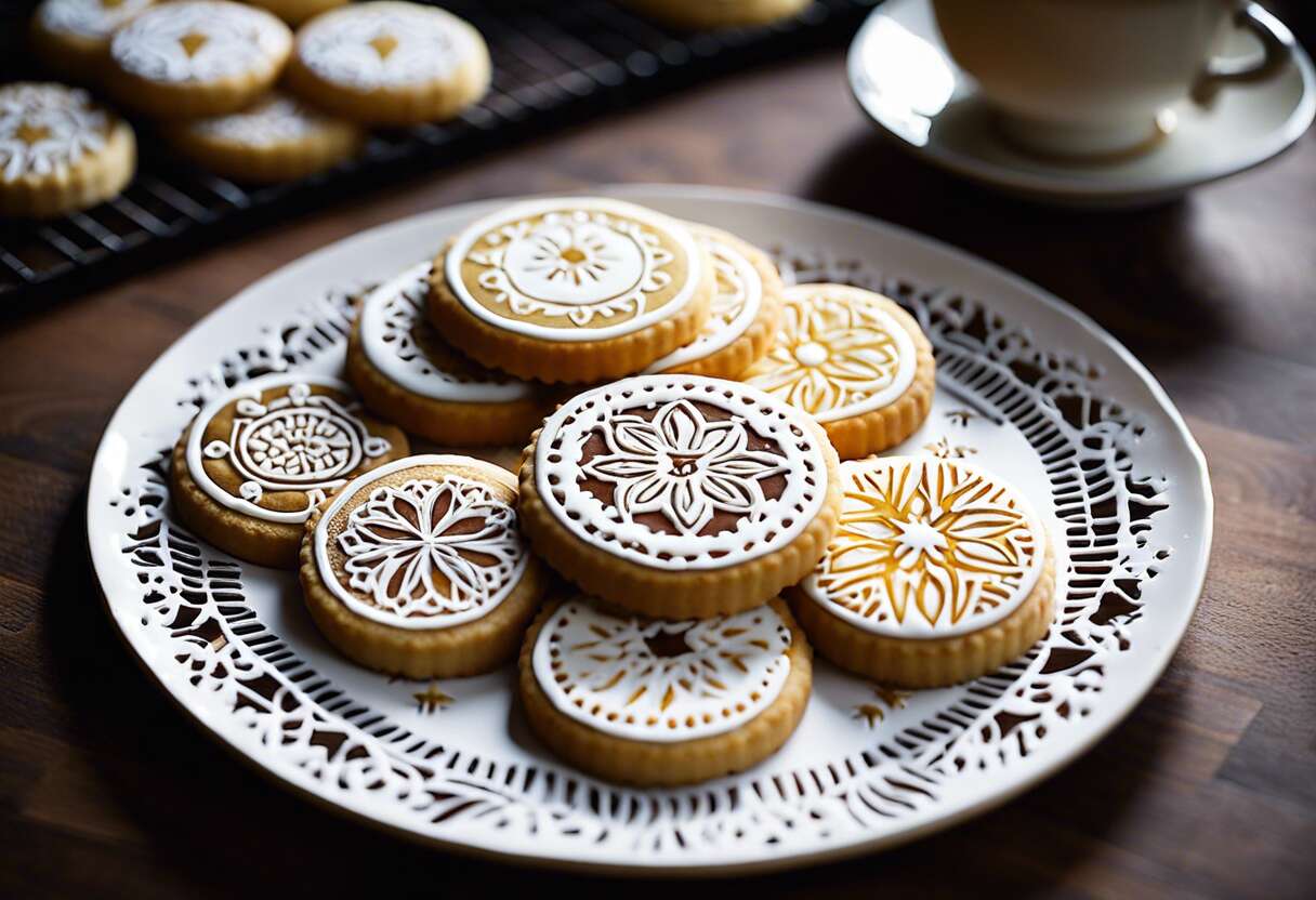 Des motifs à croquer : l'art des pochoirs sur biscuits