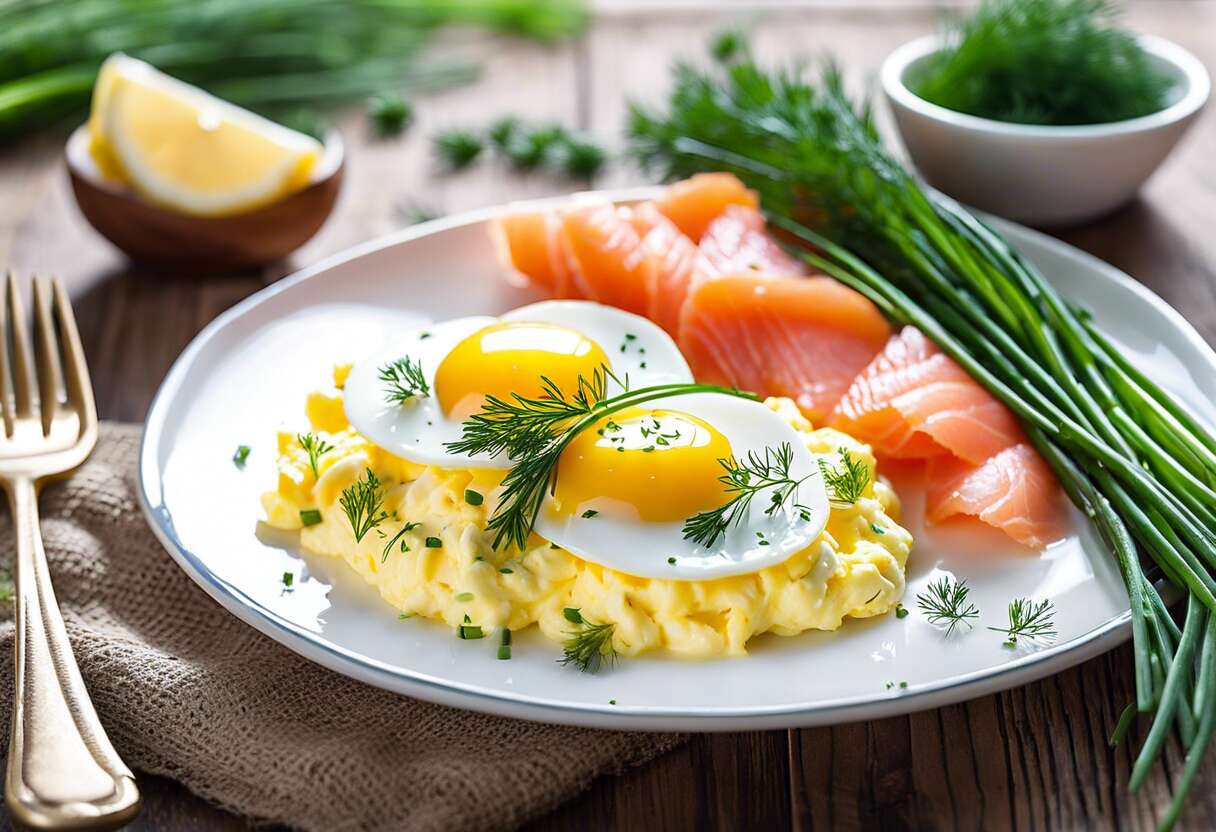 Recette facile : œufs brouillés à la ciboulette et saumon